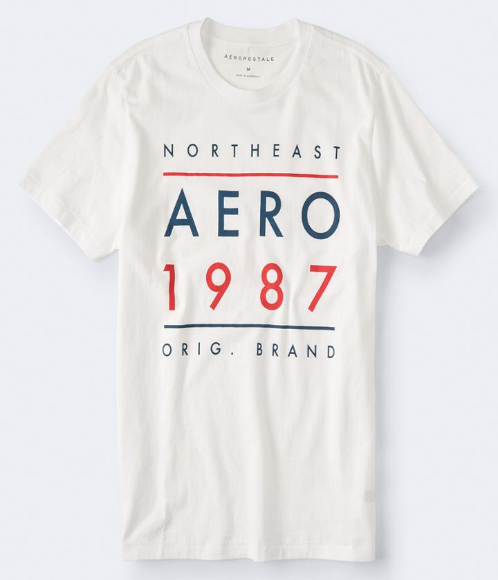 Aeropostale Aeropostale Northeast Aero 1987 Logo Graphic Tee - Bleach, Small