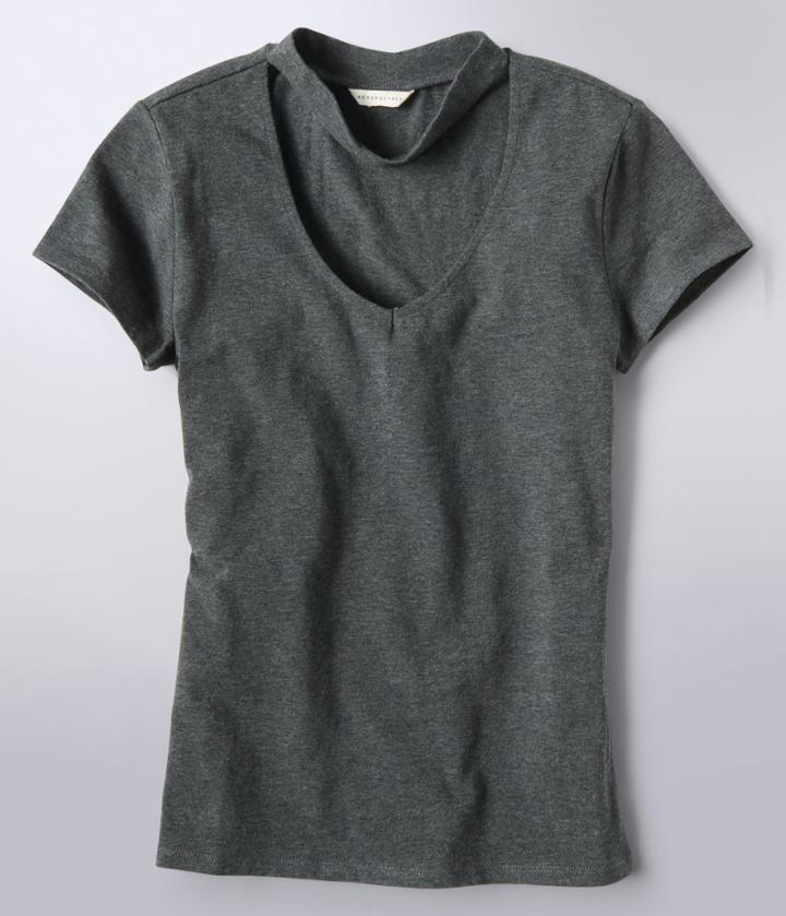 Aeropostale Aeropostale Solid Choker Bodycon Top - Charcoal Heather, Xsmall