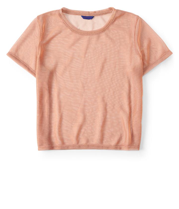 Aeropostale Aeropostale Sheer Iridescent Mesh Crop Tee - Light Brown, Medium
