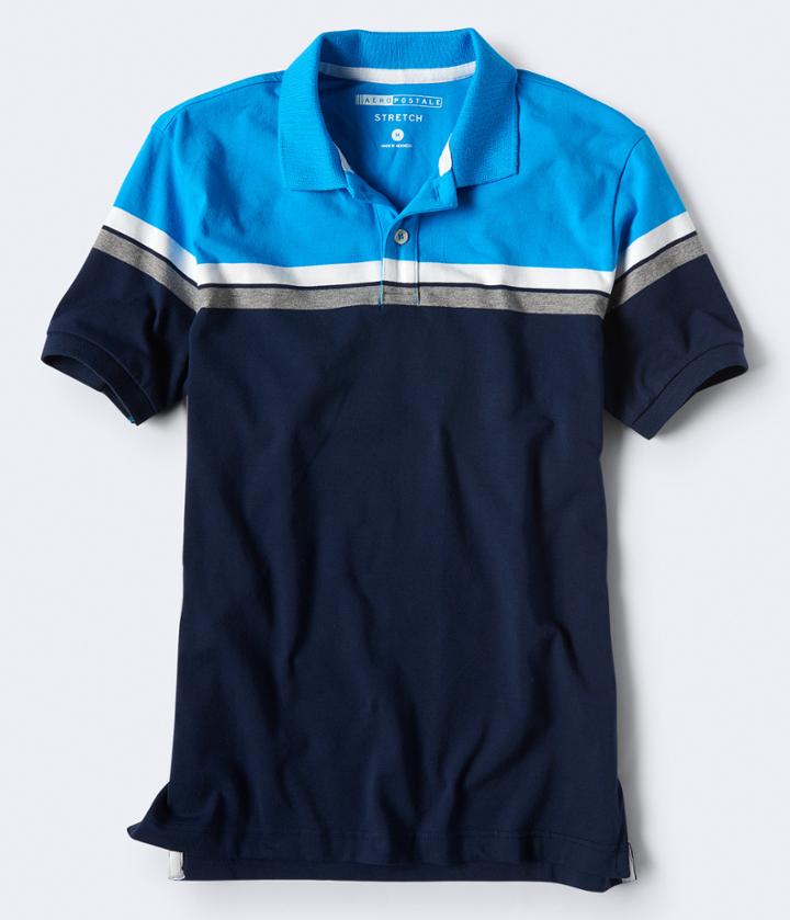 Aeropostale Aeropostale Chest Stripe Stretch Jersey Polo - Blue, Small