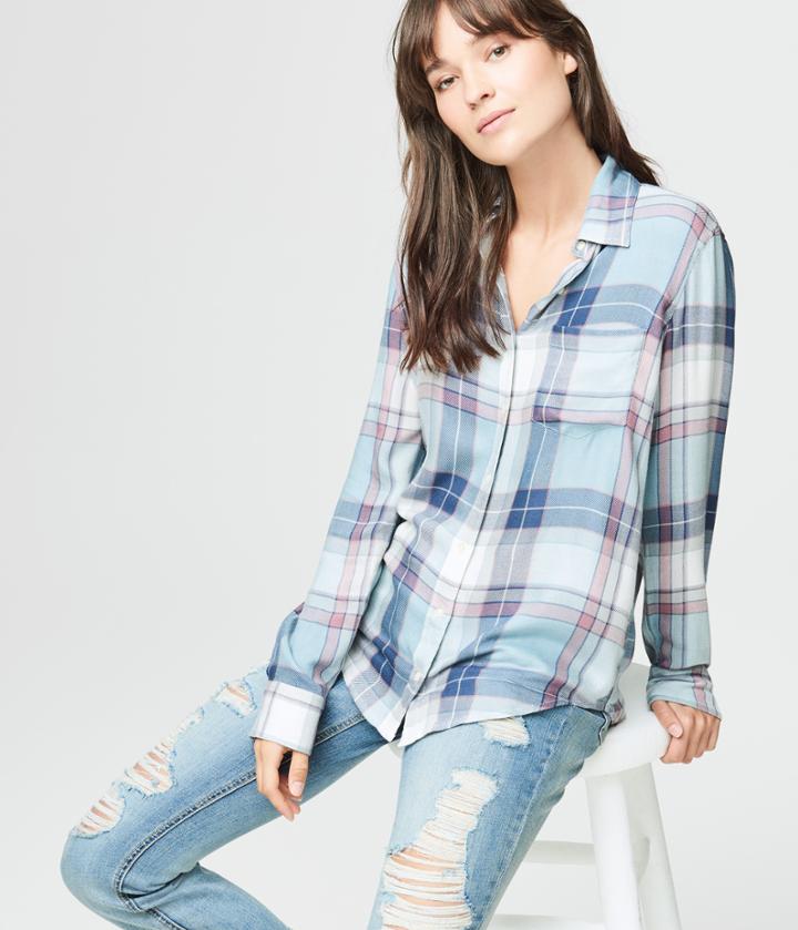 Aeropostale Aeropostale Long Sleeve Plaid Woven Shirt - Floral White, Medium