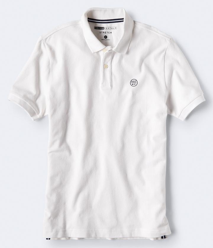 Aeropostale Aeropostale A87 Ny Solid Stretch Pique Polo - Bleach, Small