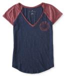 Aeropostale Prince & Fox Logo V-neck Baseball Tee