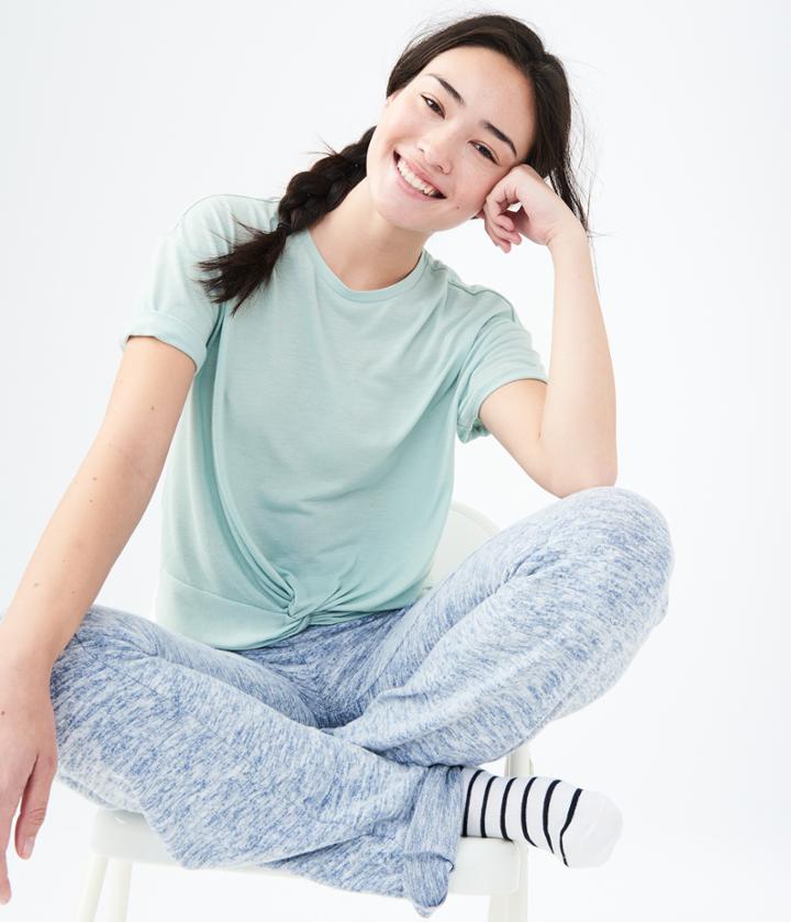 Aeropostale Aeropostale Lld Twist-front Tee - Light Aqua, Xsmall