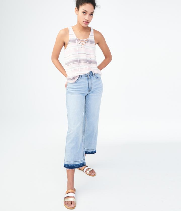 Aeropostale Aeropostale High-waisted Wide-leg Crop Jean - Light Wash, 000r