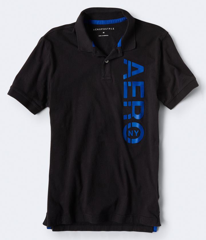 Aeropostale Aeropostale Vertical Aero Ny Jersey Polo - Black, Small