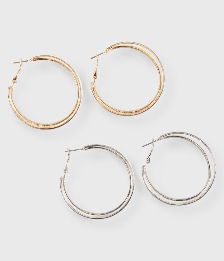 Aeropostale Aeropostale Glitter Hoop Earring 2-pack - Multi