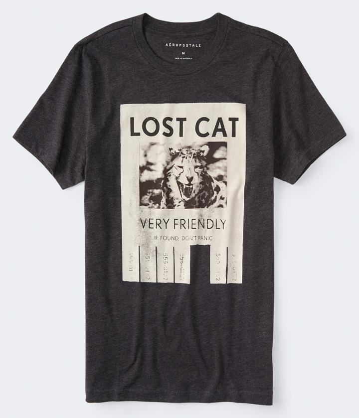 Aeropostale Aeropostale Lost Cat Graphic Tee - Charcoal Heather, Xsmall