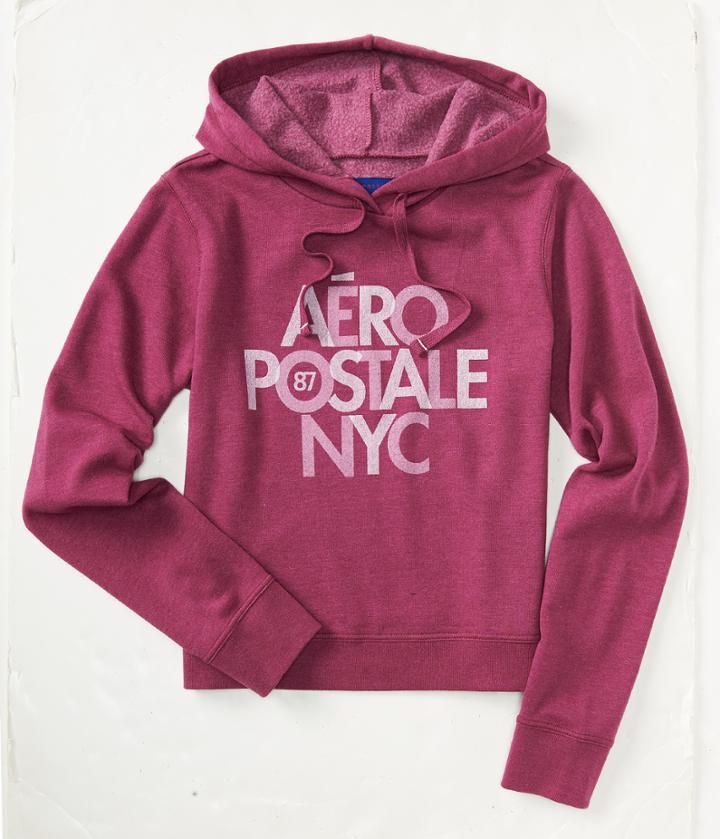 Aeropostale Stacked Aropostale Nyc Pullover Hoodie - Purple, Xsmall