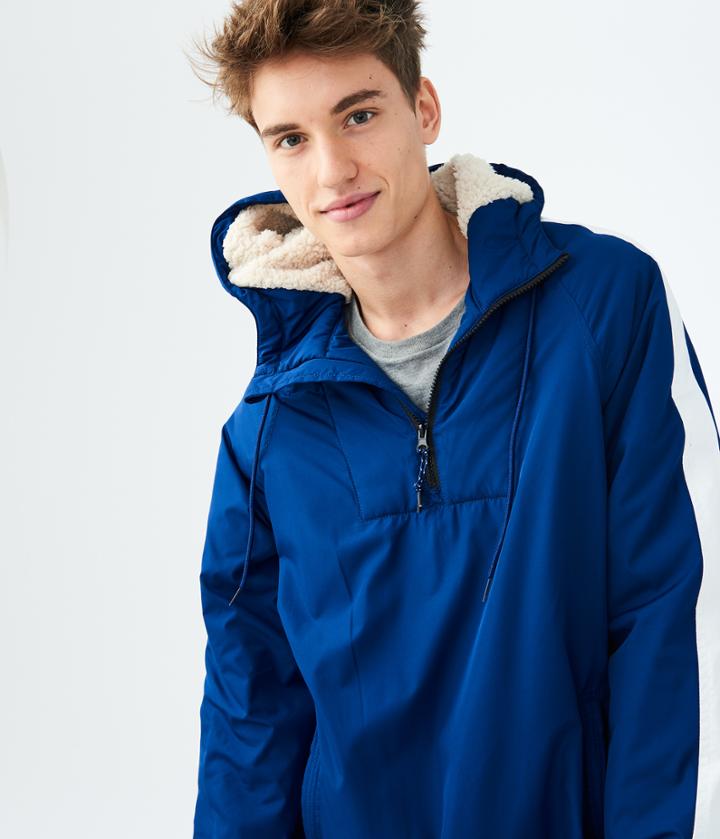 Aeropostale Aeropostale Striped Hooded Pullover Anorak Jacket - Seaside Blue, Xsmall