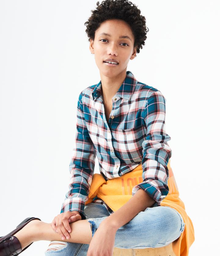 Aeropostale Aeropostale Long Sleeve Plaid Flannel Woven Shirt - Blue, Xsmall