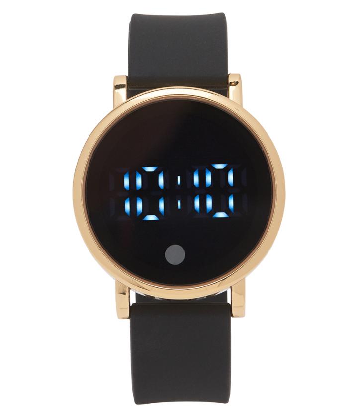 Aeropostale Aeropostale Rubber Round Led Digital Watch - Black