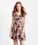 Aeropostale Watercolor Floral Strappy-back Skater Dress