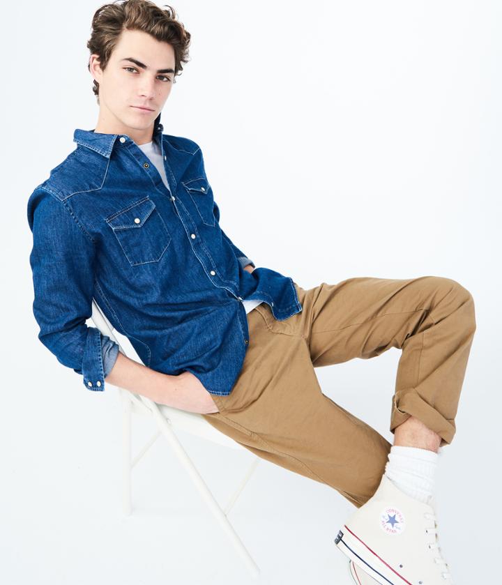 Aeropostale Aeropostale Long Sleeve Denim Western Woven Shirt - Dark Wash, Xsmall
