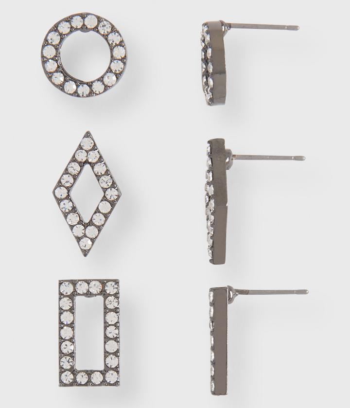 Aeropostale Aeropostale Geometric Pav Stud Earring 3-pack - Black