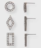 Aeropostale Aeropostale Geometric Pav Stud Earring 3-pack - Black