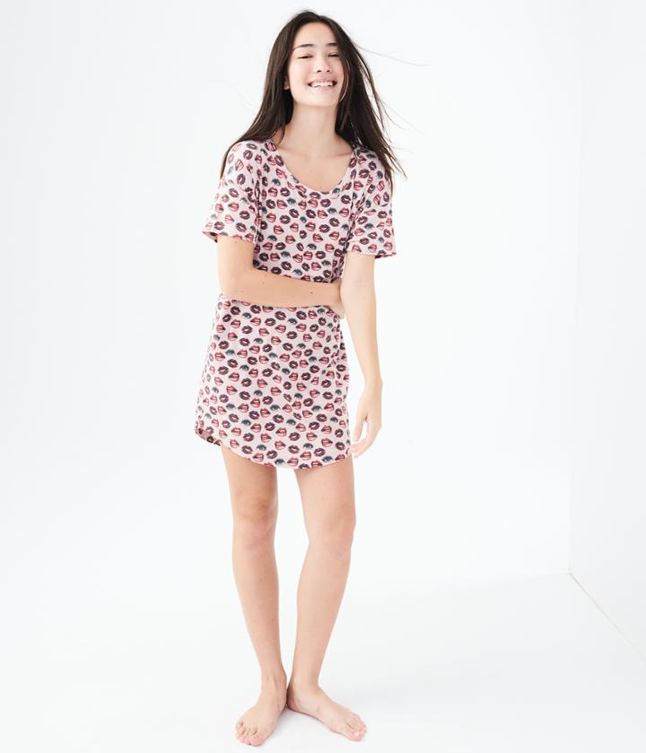 Aeropostale Aeropostale Lld Lips And Eyes Sleep Tunic - Beige, Xsmall