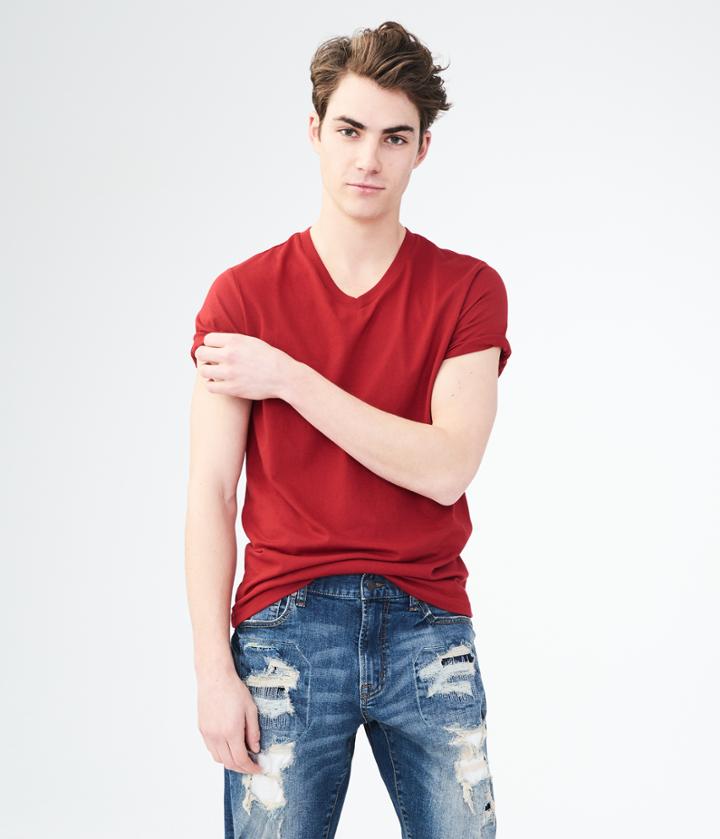 Aeropostale Aeropostale Solid V-neck Tee - Dark Red, Xsmall