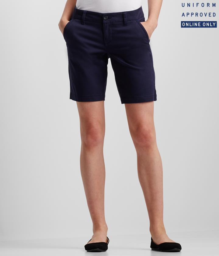 Aeropostale Aeropostale Curvy Solid Bermuda Uniform Shorts - Navy, 2