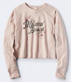 Aeropostale Aeropostale Long Sleeve Miami Beach Graphic Tee - Light Ping, Small