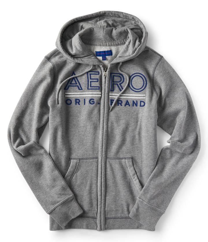 Aeropostale Aeropostale Aero Underlined Logo Zip-front Hoodie - Medium Heather Grey, Xsmall
