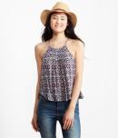 Aeropostale Kaleidoscope Print High Neck Drape Tank