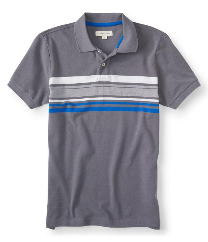 Aeropostale Aeropostale Bar Stripe Pique Polo - Grey, Xsmall