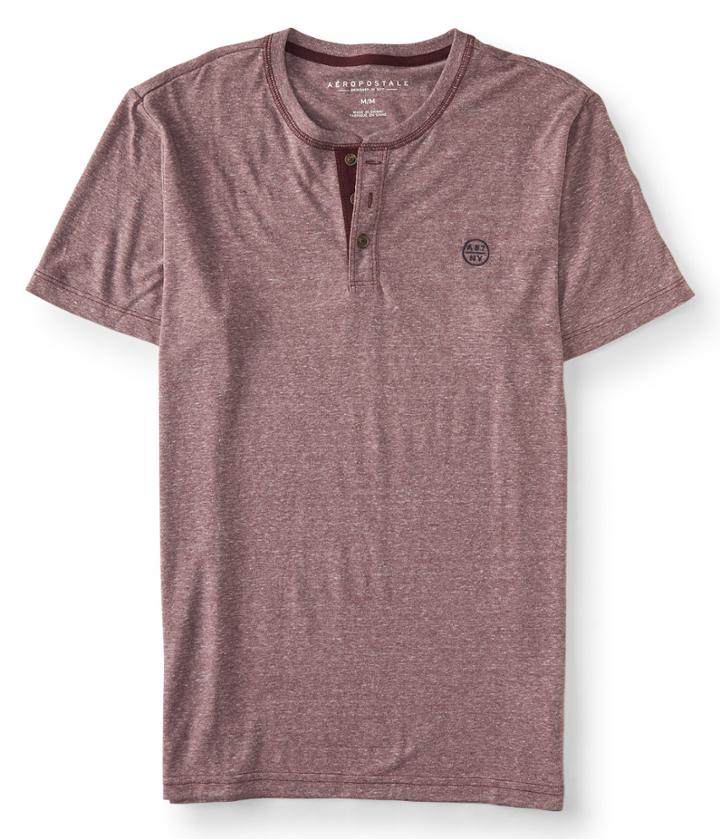 Aeropostale Aeropostale A87 Ny Heathered Henley - Magenta, Xsmall