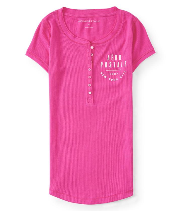 Aeropostale Aeropostale New York City Henley - Magenta, Xsmall