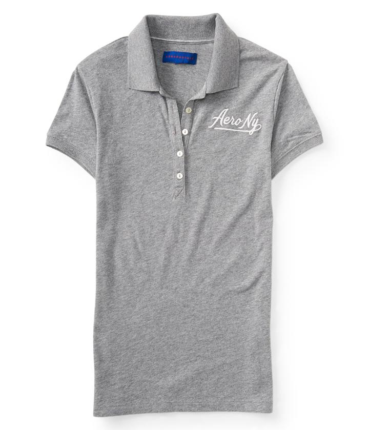 Aeropostale Aeropostale Aero Ny Logo Jersey Polo - Medium Heather Grey, Xsmall