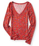 Aeropostale Aeropostale Long Sleeve Seriously Soft Floral V-neck Tee - Bossa Nova, Xsmall