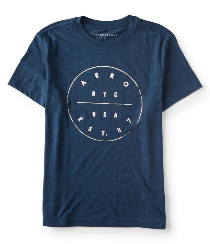 Aeropostale Aeropostale Aero Nyc Usa Circle Graphic Tee - Navy Sky, Xsmall