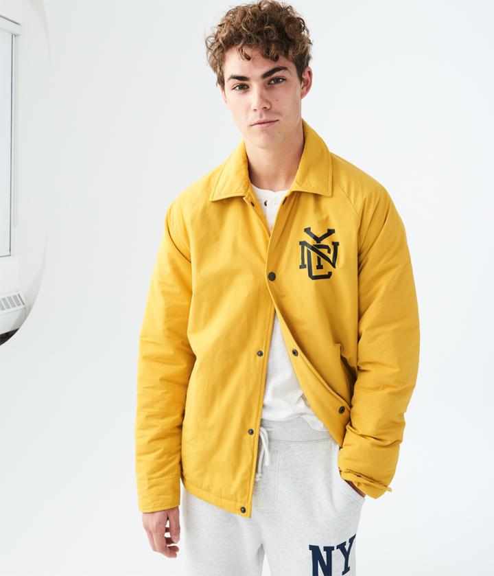 Aeropostale Aeropostale Nyc Fleece-lined Coaches' Jacket - Yellow, Xsmall