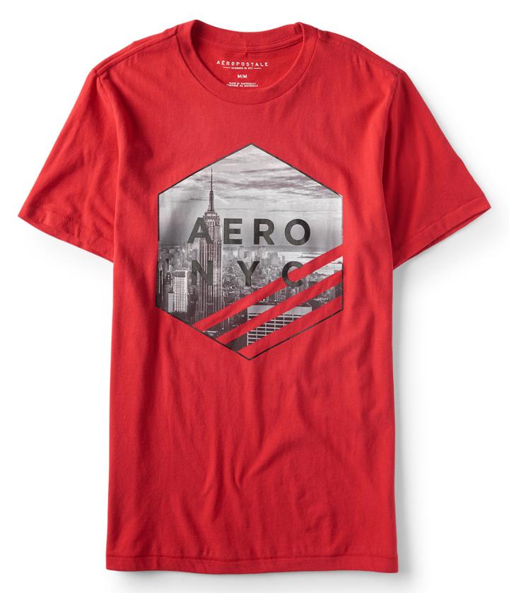 Aeropostale Aeropostale Aero Nyc Hexagon Graphic Tee - Red Classic, Xsmall