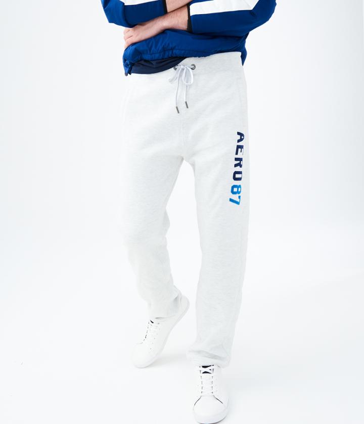Aeropostale Aeropostale Vertical Aero 87 Slim Straight Sweatpants - Lightest Heather Grey, Xsmall