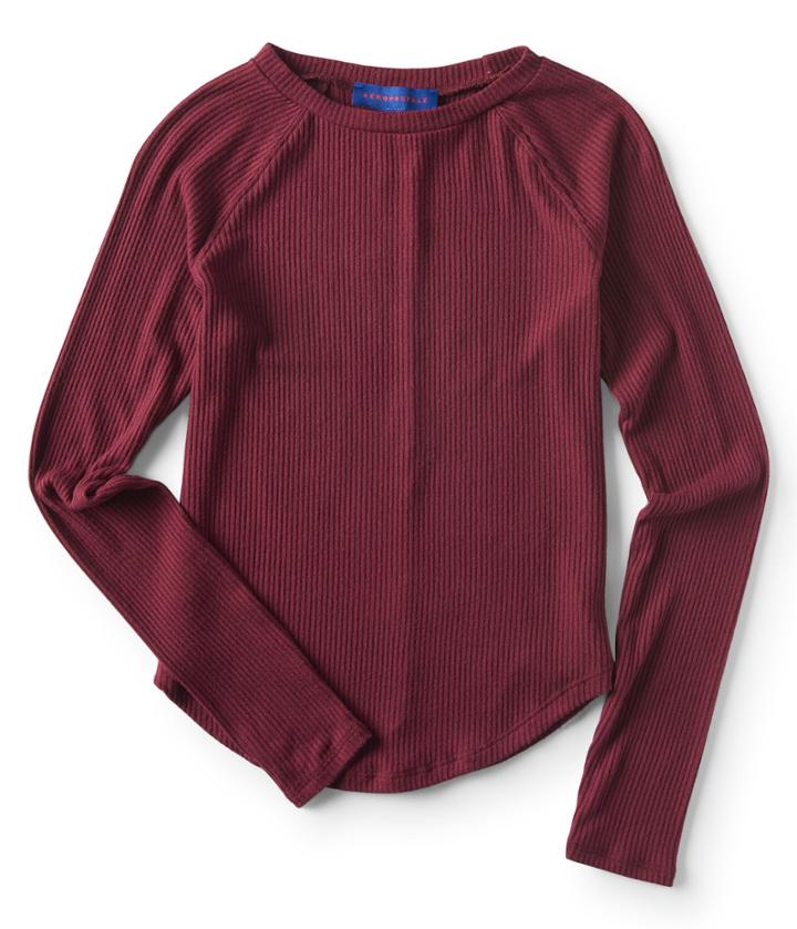 Aeropostale Aeropostale Long Sleeve Seriously Soft Ribbed Raglan Tee - Dark Red, Xsmall
