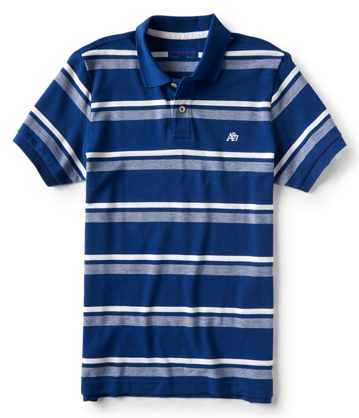 Aeropostale Aeropostale A87 Striped Piqu Polo - Seaside Blue, Xsmall