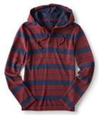 Aeropostale Aeropostale Long Sleeve Striped Thermal Hooded Henley - Woodland Berry, Xsmall