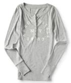 Aeropostale Long Sleeve Aeropostale Ny Henley Top - Light Heather Grey, Xsmall