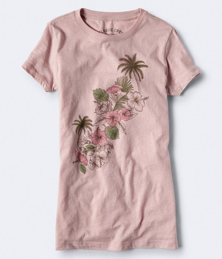 Aeropostale Aeropostale Hibiscus Palm Graphic Tee - Light Ping, Xsmall
