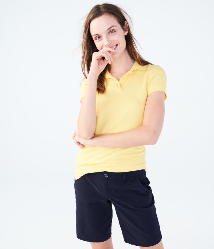Aeropostale Aeropostale Solid Uniform Pique Polo - Light Yellow, Small
