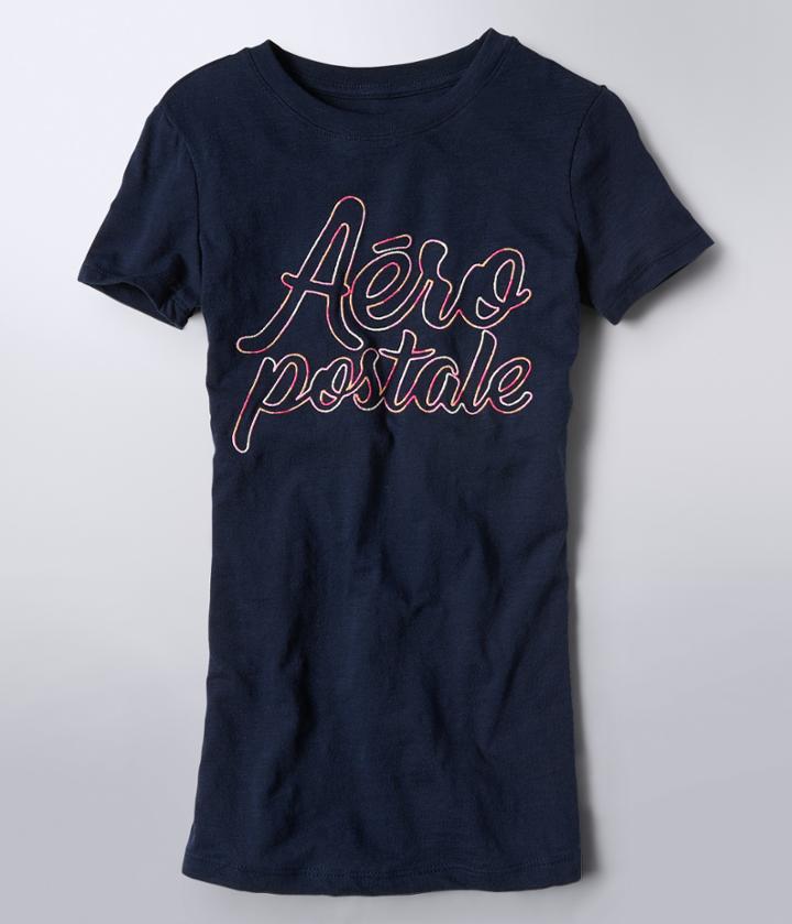 Aeropostale Embroidered Aeropostale Graphic Tee - Navy, Xsmall