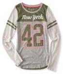 Aeropostale Long Sleeve New York 42 Baseball Tee