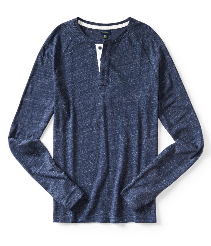 Aeropostale Aeropostale Long Sleeve Textured Henley - Classic Navy, Medium