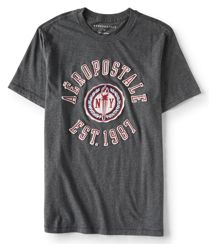 Aeropostale Aropostale Est. 1987 Graphic Tee - Charcoal Heather Grey, Xsmall