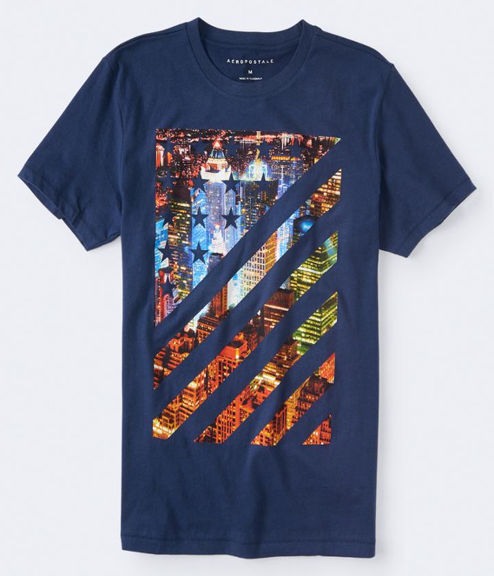 Aeropostale Aeropostale City Flag Graphic Tee - Black, Xsmall