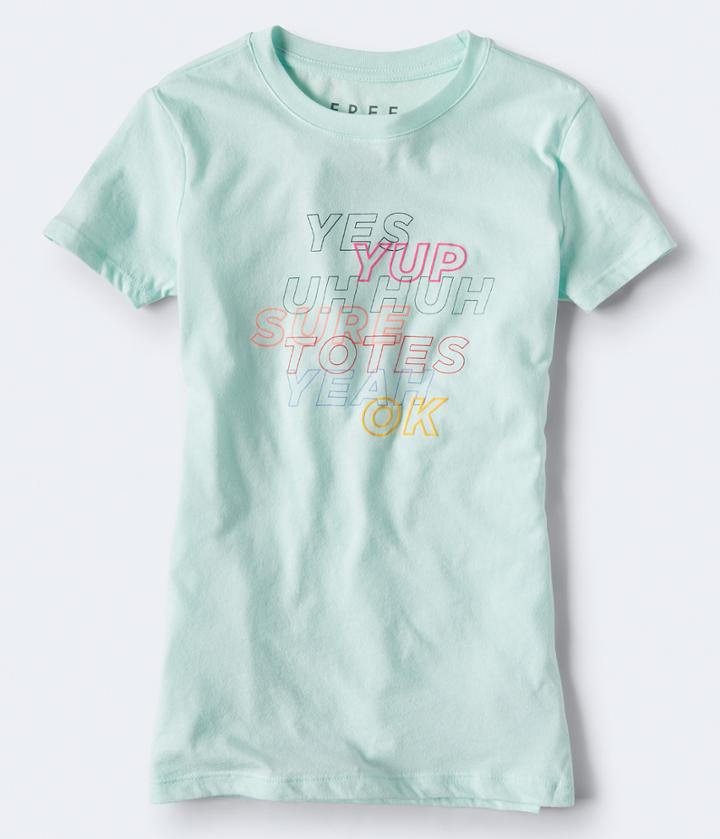 Aeropostale Aeropostale Free State Yes Yup Uh Huh Graphic Tee - Light Aqua, Xsmall