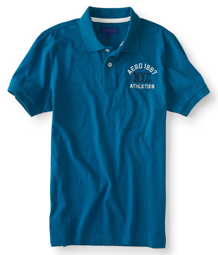 Aeropostale Aeropostale Aero 1987 Athletics Jersey Polo - Darkest Teal, Xsmall