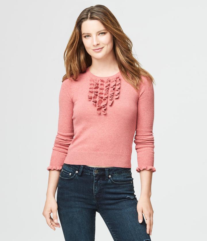 Aeropostale Aeropostale Ruffled Bib Sweater - Light Red, Xsmall