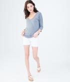 Aeropostale Aeropostale 3/4 Sleeve Solid V-neck Tunic Tee - Medium Grey, Xsmall